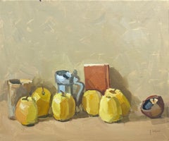 Nature morte au livre rouge, peinture à l'huile de Pierre Coquet