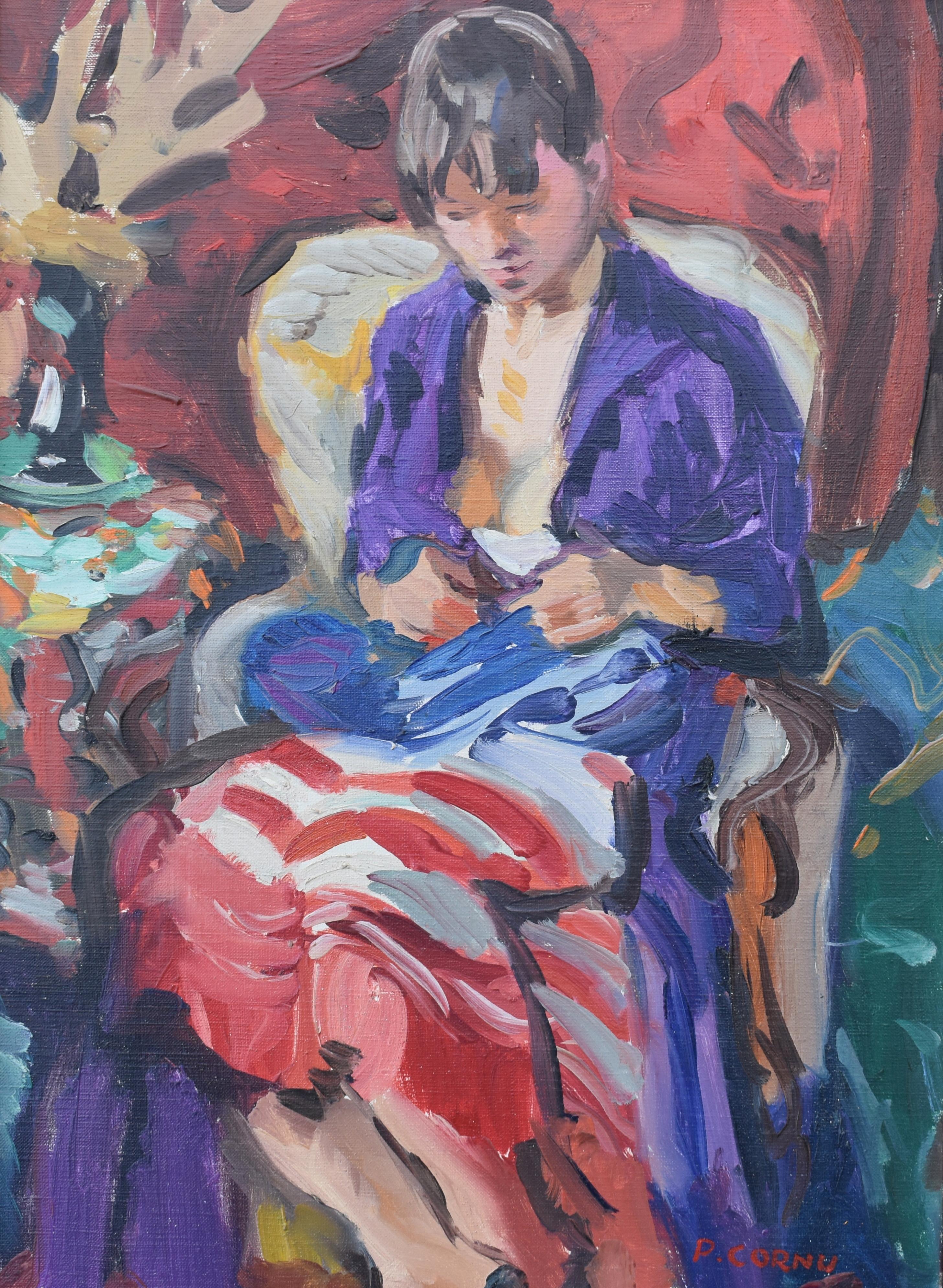 Pittura ad olio post impressionista francese - Painting di Pierre Cornu