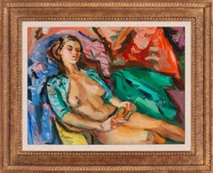 [Untitled Nude: Endormi Couché Nu] Oil Painting by Pierre Cornu, Framed