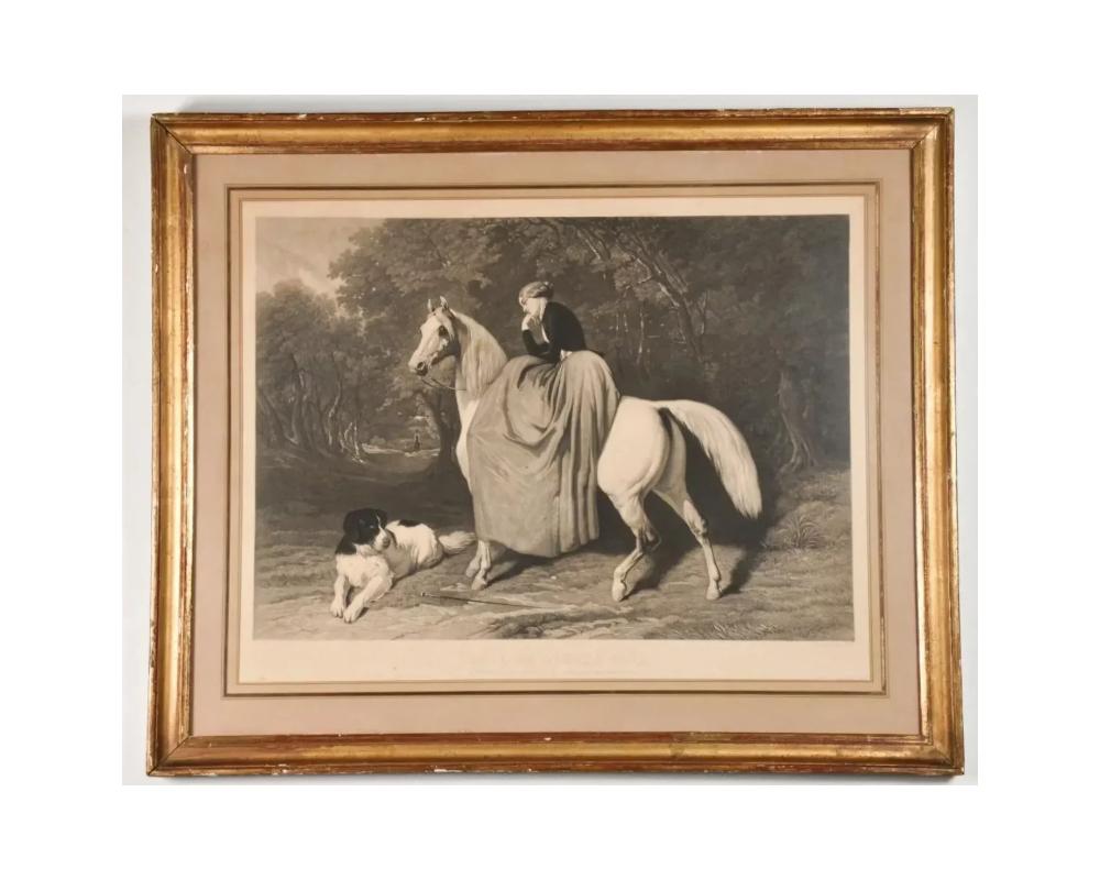 Pierre-Alfred Dedreux, Alfred de Dreux Alone at the Rendezvoous , Mezzotint, 1851 
Pierre Cottin (French, 1823-1887) after Pierre Alfred de Dreux (French, 1810-1860) 
in great condition in wood frame some minor loss of gold to the frame please see