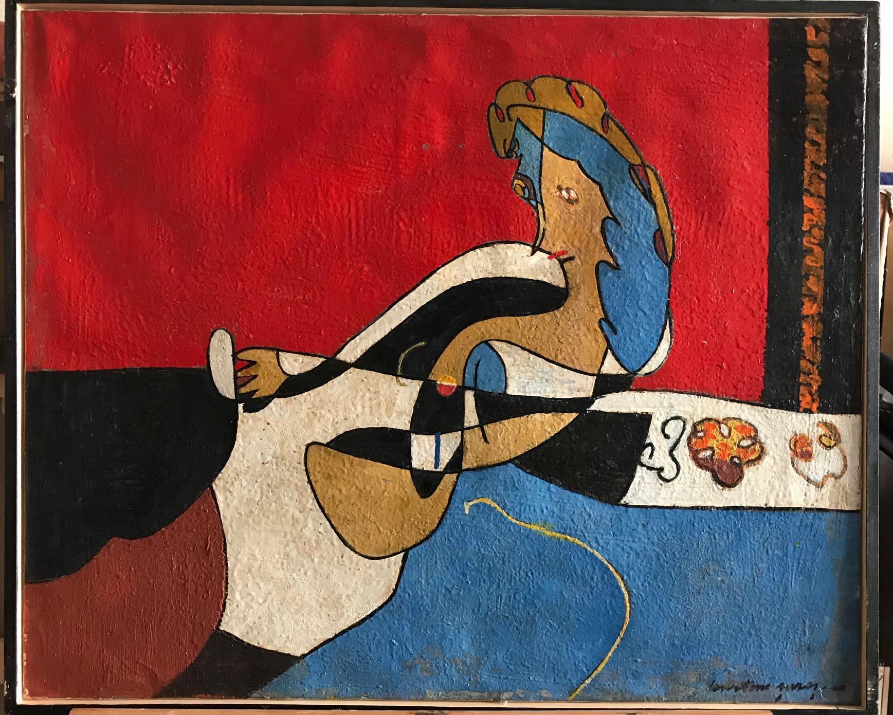 French Pierre Courtens, Femme Allongée, circa 1982 For Sale