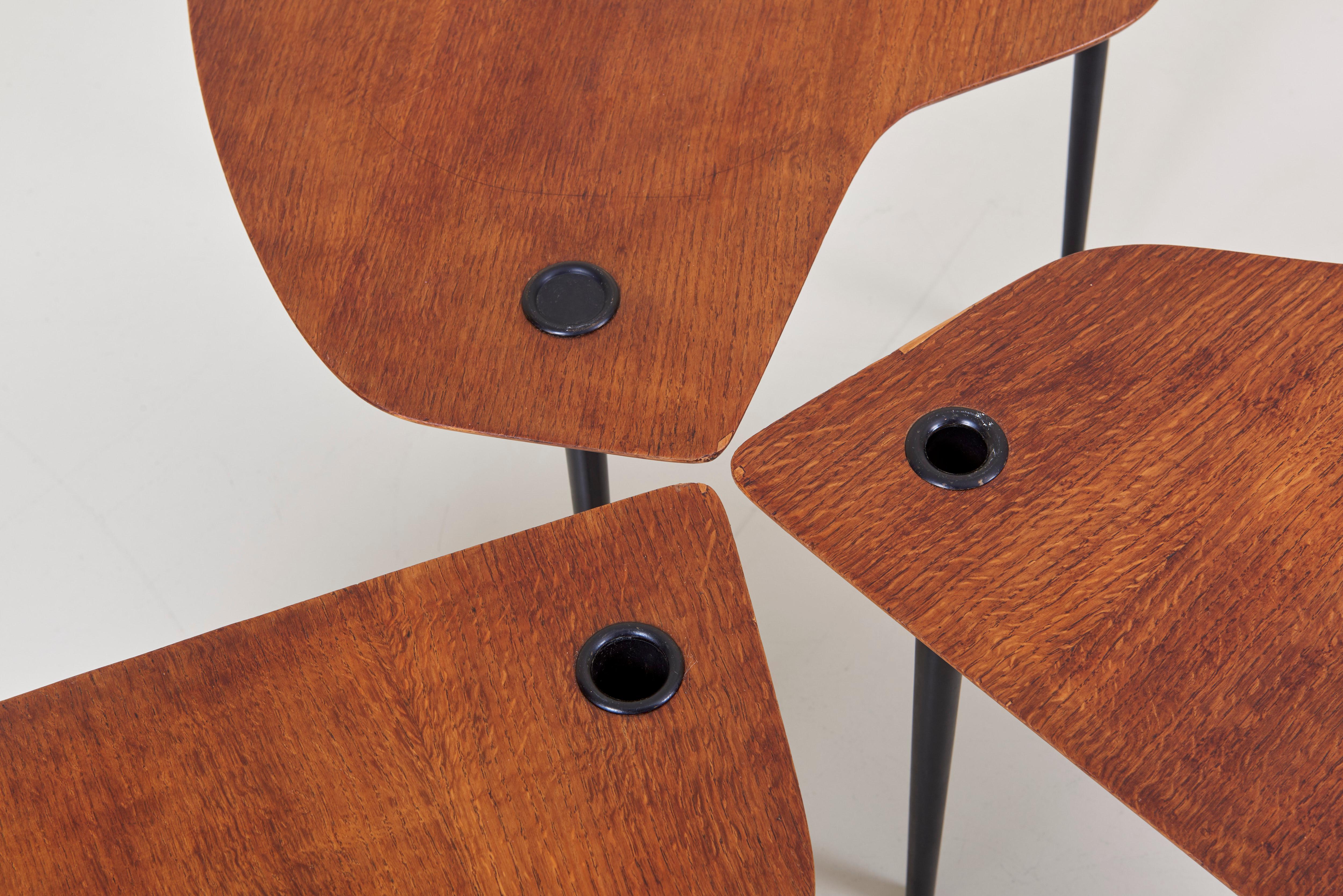 Pierre Cruege Documented Freeform Tripod Nesting Tables 