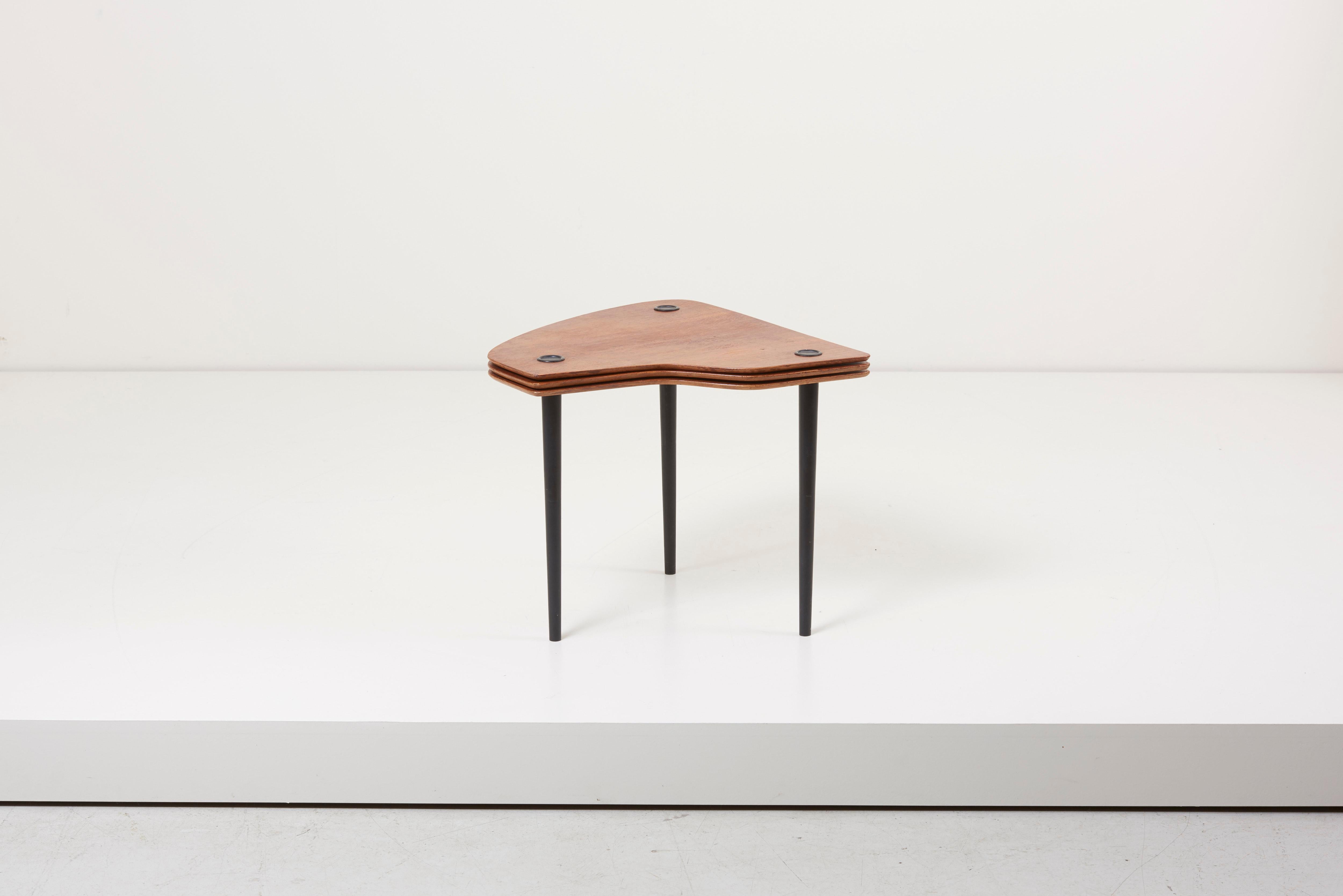Mid-Century Modern Pierre Cruege Documented Freeform Tripod Nesting Tables 