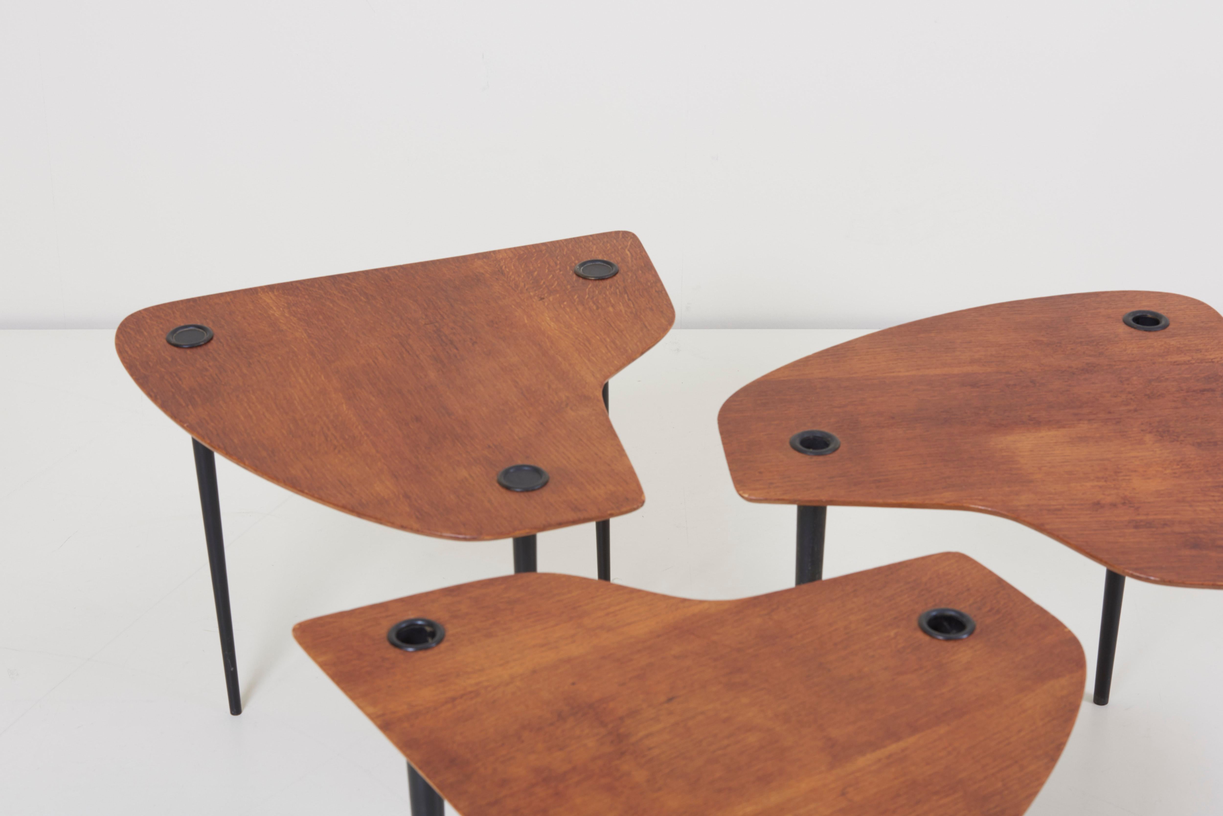 Pierre Cruege Documented Freeform Tripod Nesting Tables 