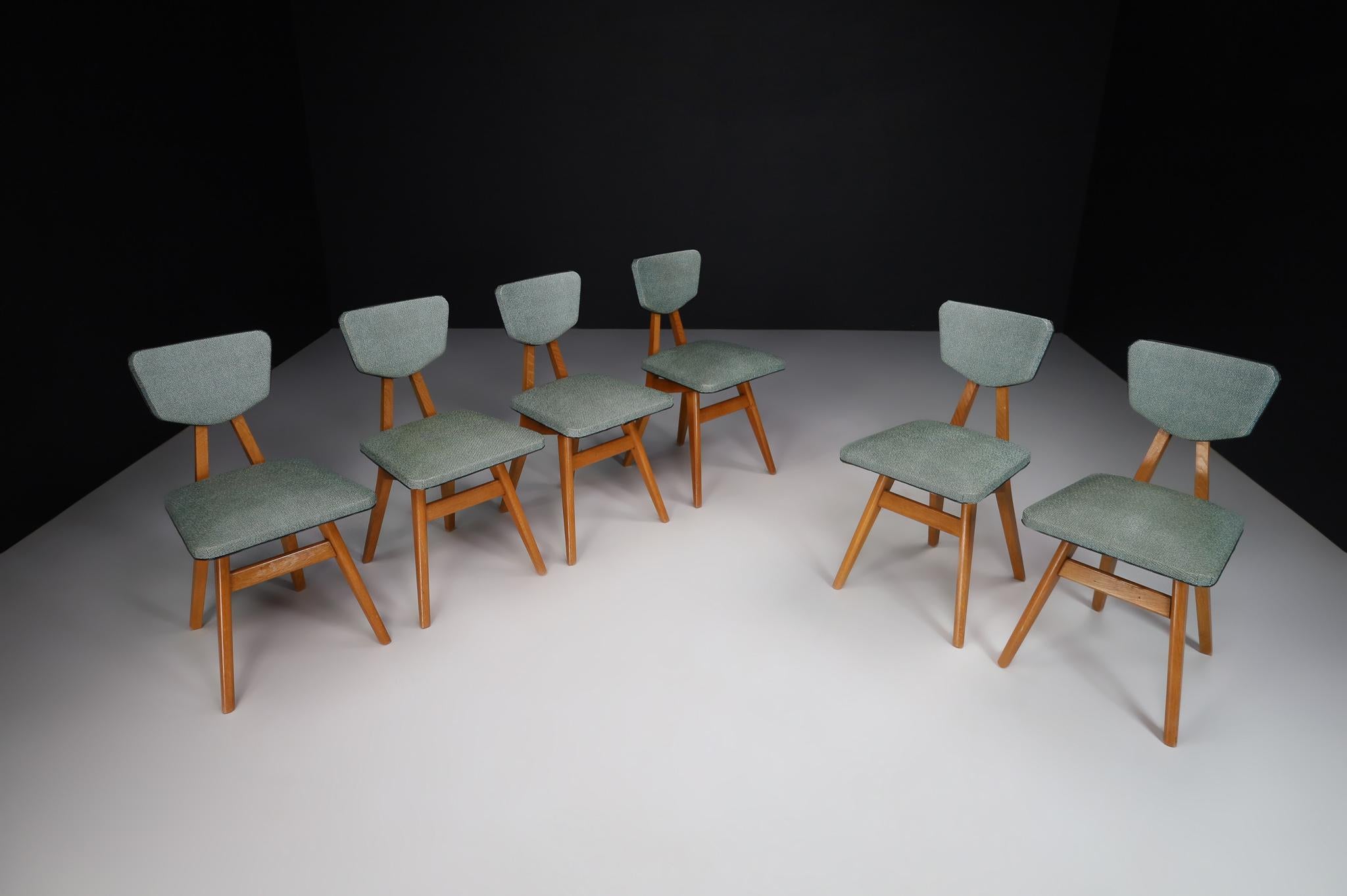 Pierre Cruège Oak Dining Chairs, France 1950s For Sale 7