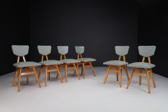 Pierre Cruège Oak Dining Chairs, France 1950s