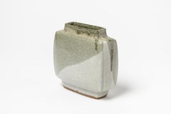 Pierre Culot Geometric Design White and Grey Ceramic Vase, circa 1970