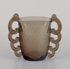 Vintage Pierre d´Avesn for Daum. Large Art Deco art glass vase with handles 