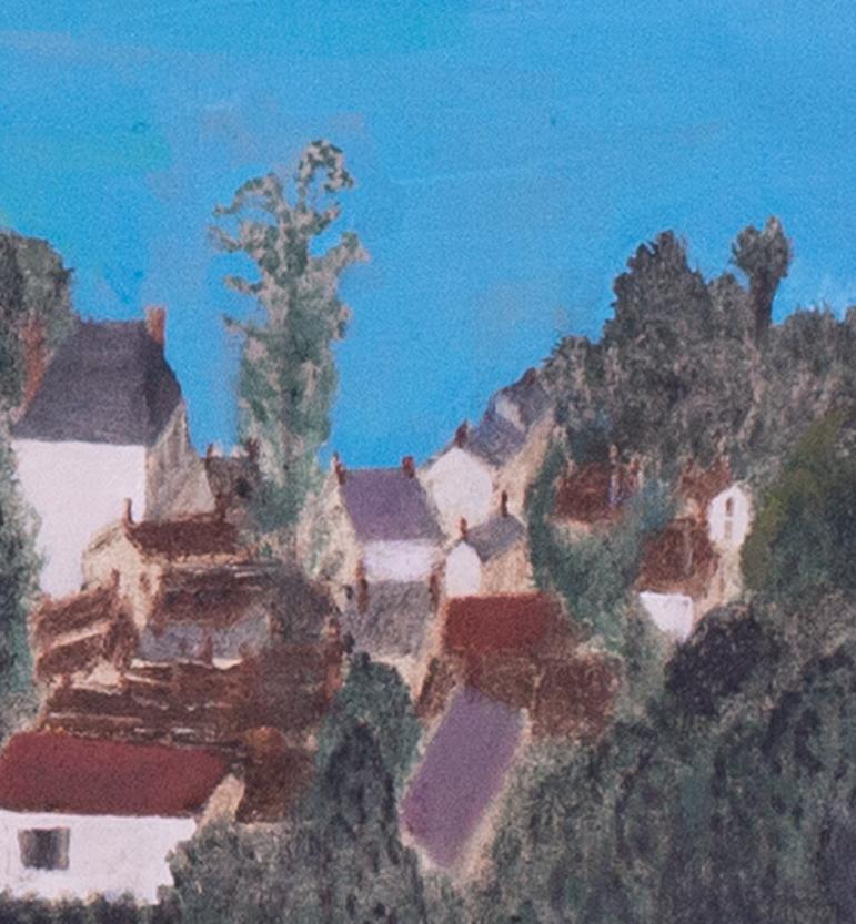 Early 20th Century French landscape oil painting of Ville de Bleneau For Sale 1