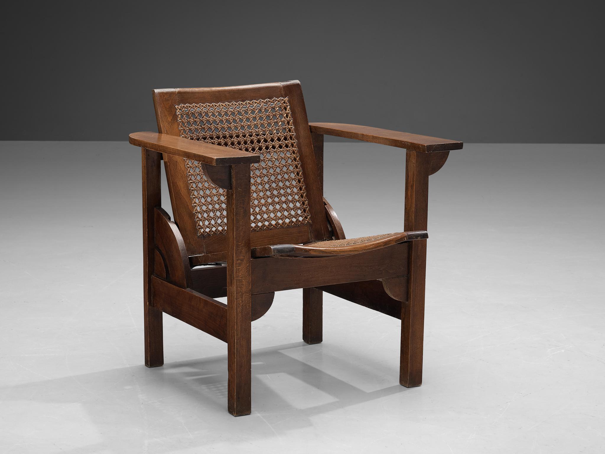 Pierre Dariel, 'Hendaye' armchair, oak, beech, cane, France, 1930s.

Sturdy 'Hendaye' model lounge chair designed by Pierre Dariel in the 1930s. The structure is composed entirely out of oak and beech, while the seat and backrest are made of cane.