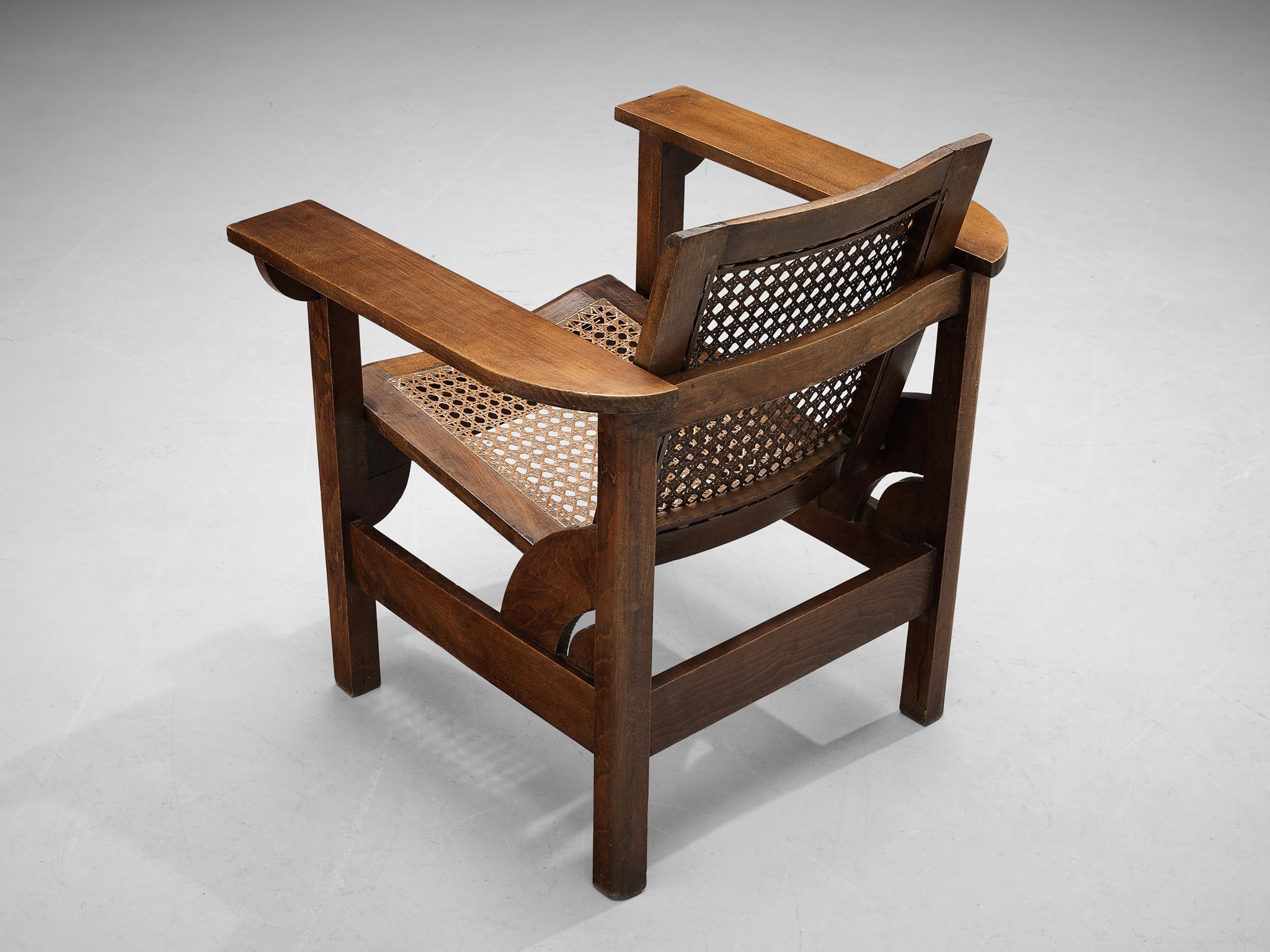 Pierre Dariel 'Hendaye' Armchair in Dark Stained Wood and Cane 3