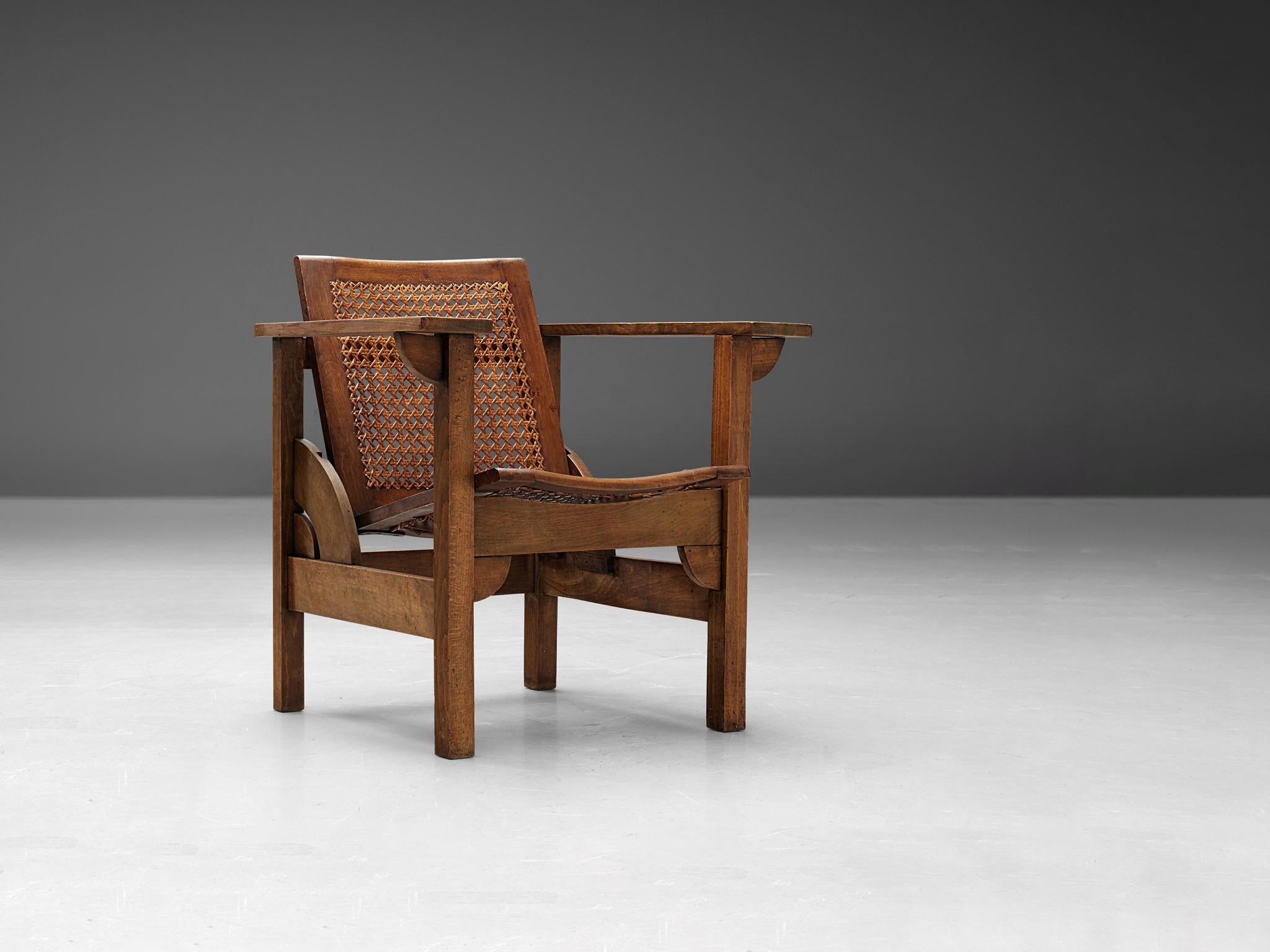 Pierre Dariel: Sessel „Hendaye“ aus Holz und Schilfrohr  (Französisch) im Angebot