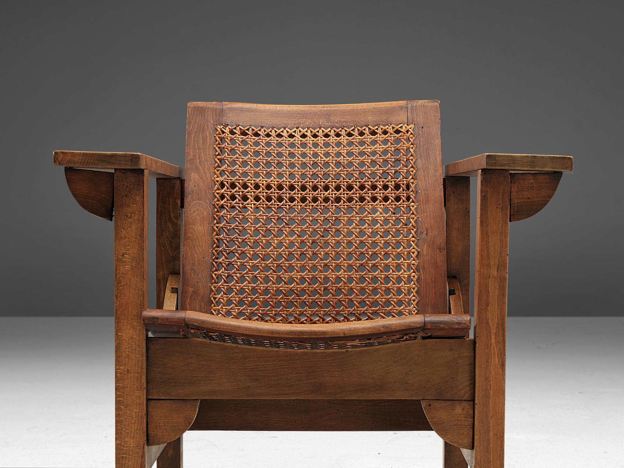 Mid-20th Century Pierre Dariel 'Hendaye' Armchair in Wood and Cane  For Sale