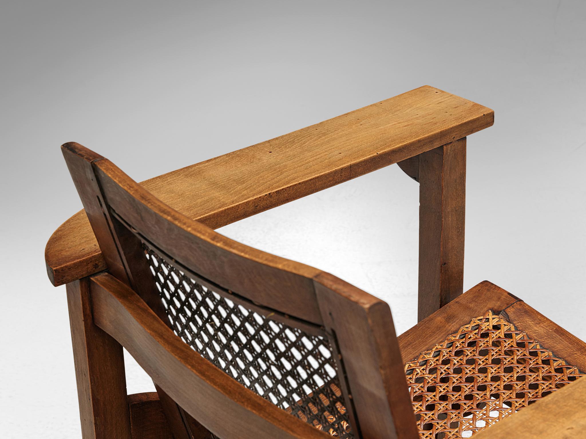Pierre Dariel: Sessel „Hendaye“ aus Holz und Schilfrohr  (Gehstock) im Angebot