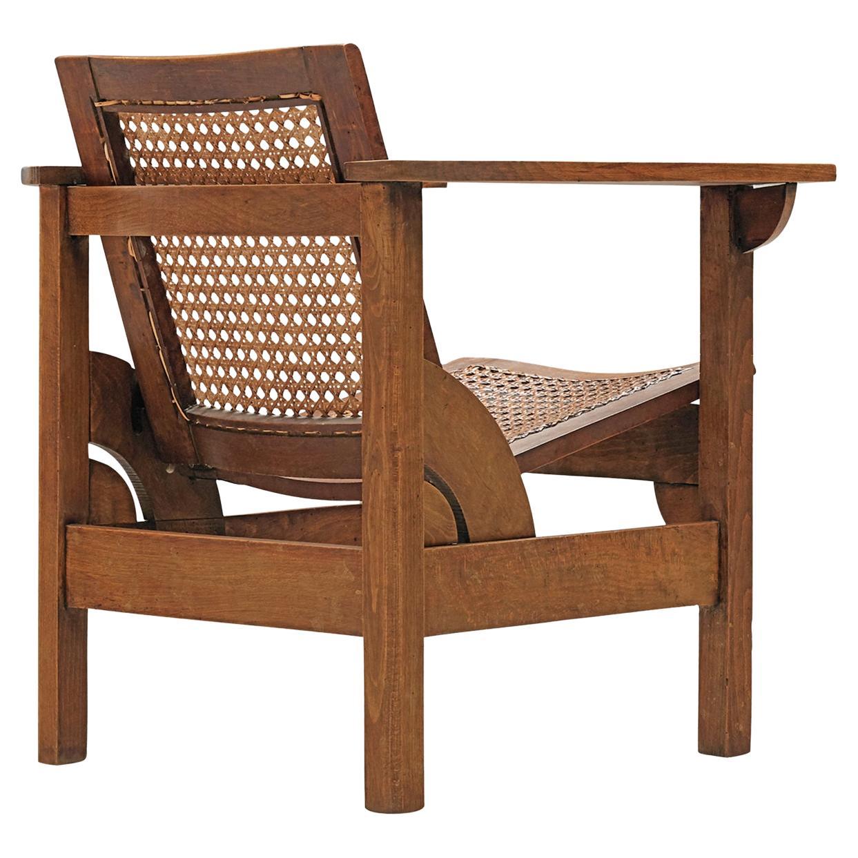 Pierre Dariel 'Hendaye' Armchair in Wood and Cane 