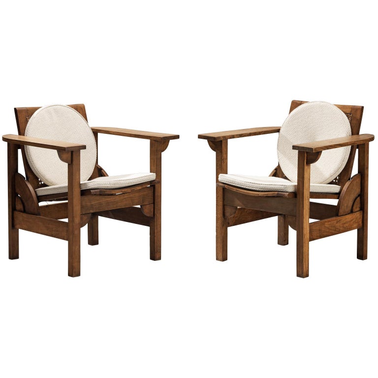 Pierre Dariel 'Hendaye' Armchairs in Wood and Cane
