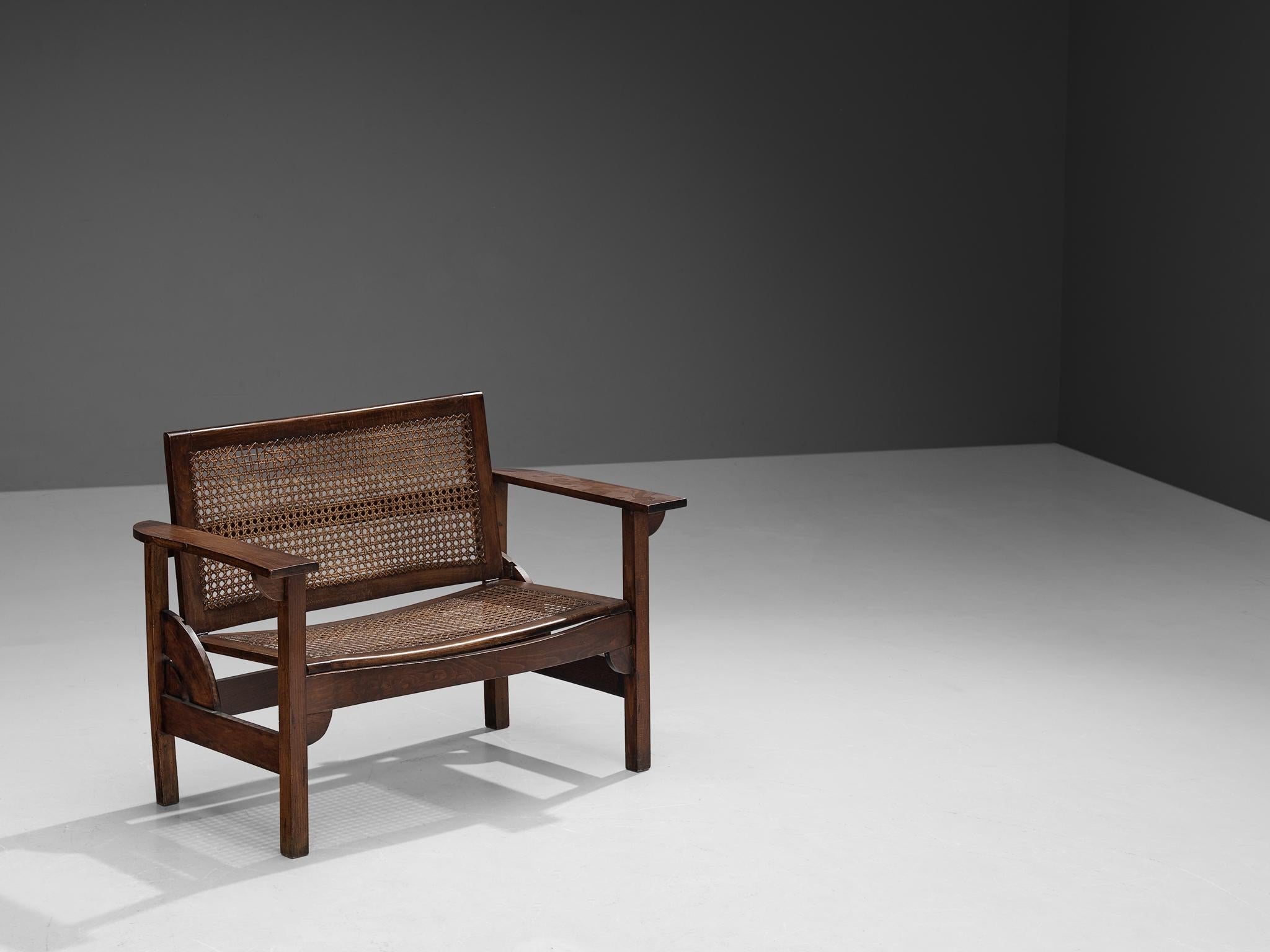 Pierre Dariel, settee, model 'Hendaye', oak, beech, cane, France, 1930s.

Sturdy 'Hendaye' model bench designed by Pierre Dariel in the 1930s. The structure is composed entirely out of oak and beech, while the seat and backrest are made of cane.