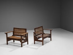 Sillones Pierre Dariel "Hendaya" de madera teñida oscura y caña