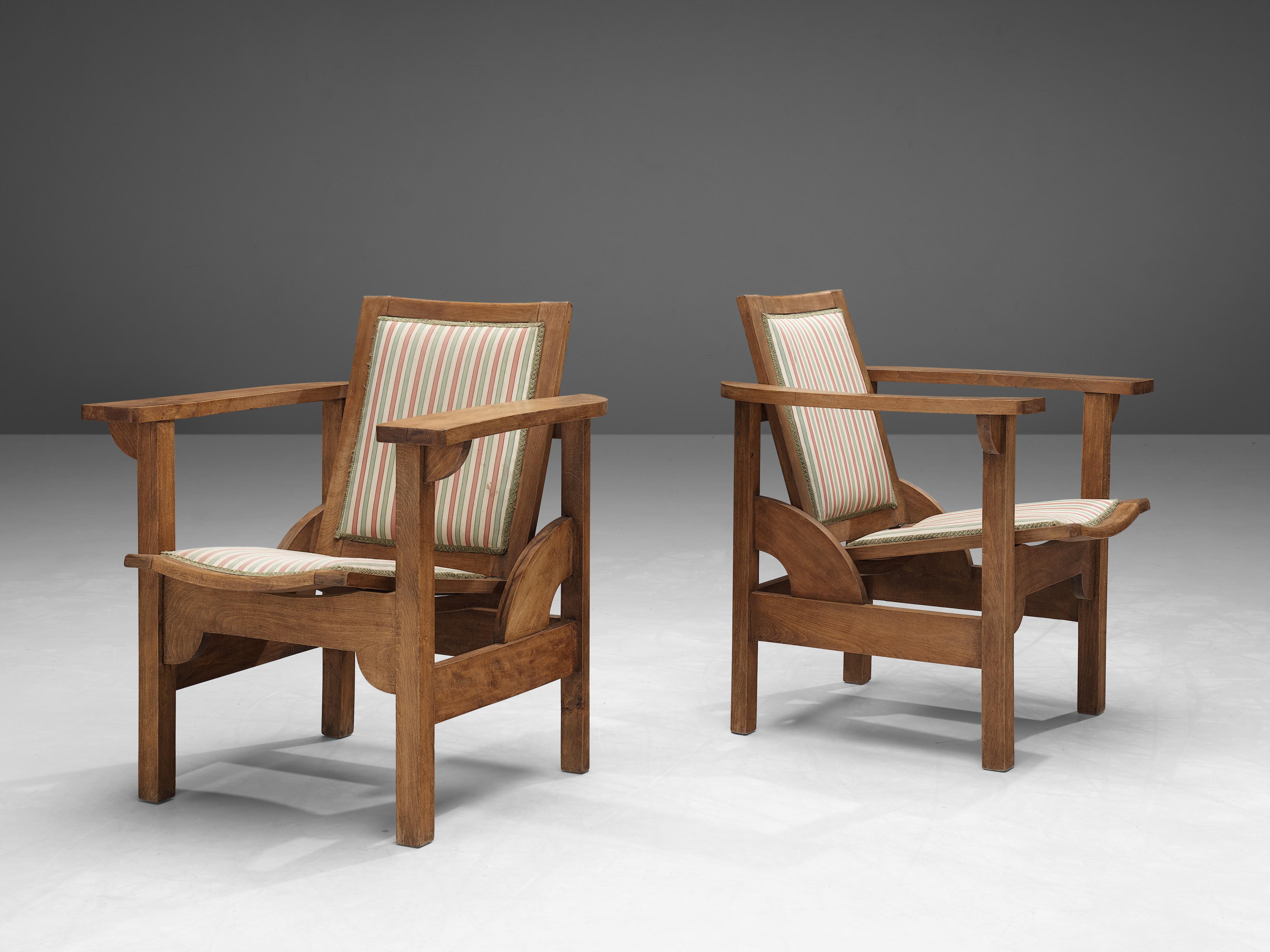 Paar Sessel „Hendaye“ von Pierre Dariel mit gestreifter Polsterung im Angebot 1