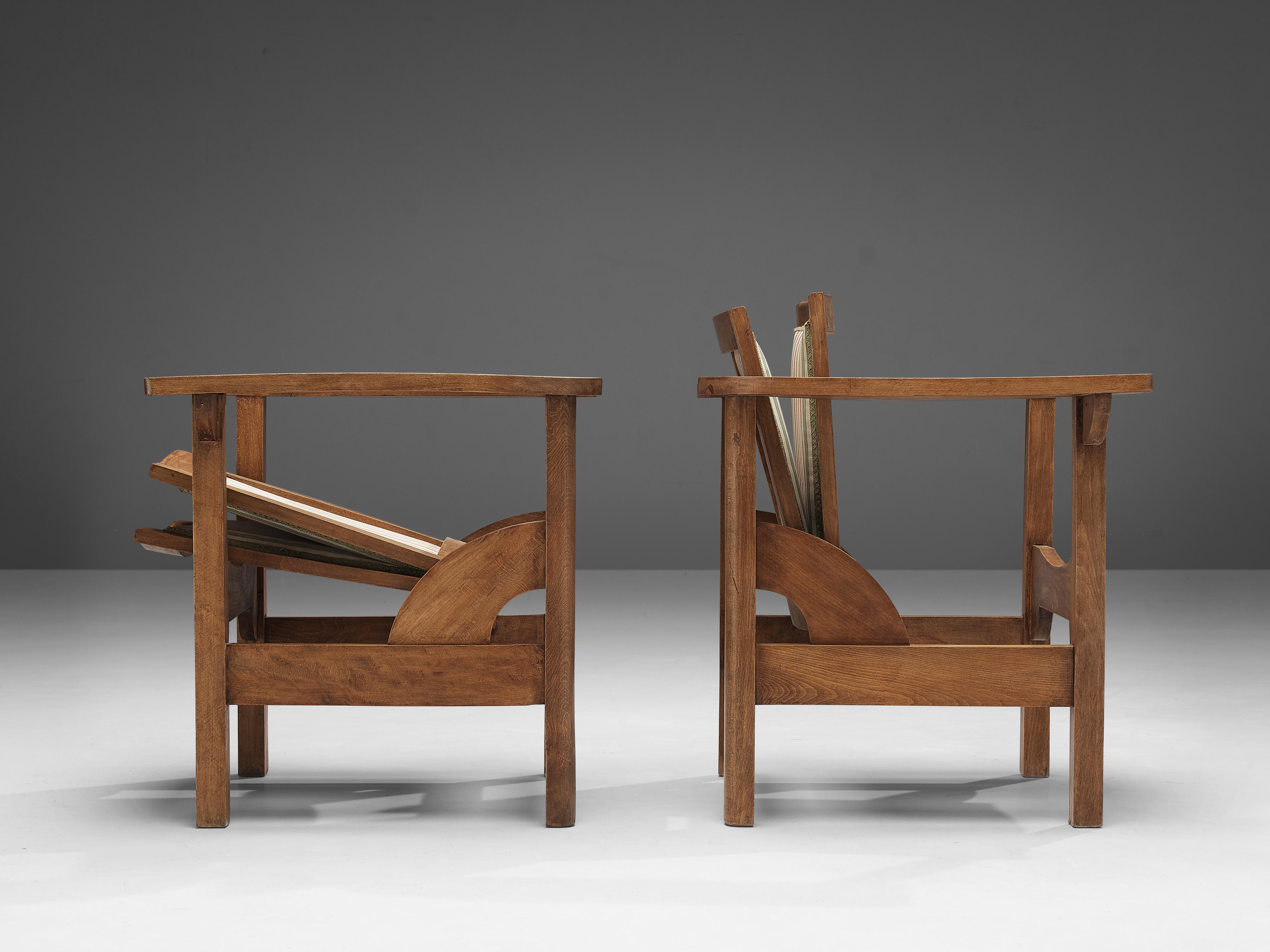 Paar Sessel „Hendaye“ von Pierre Dariel mit gestreifter Polsterung im Angebot 2