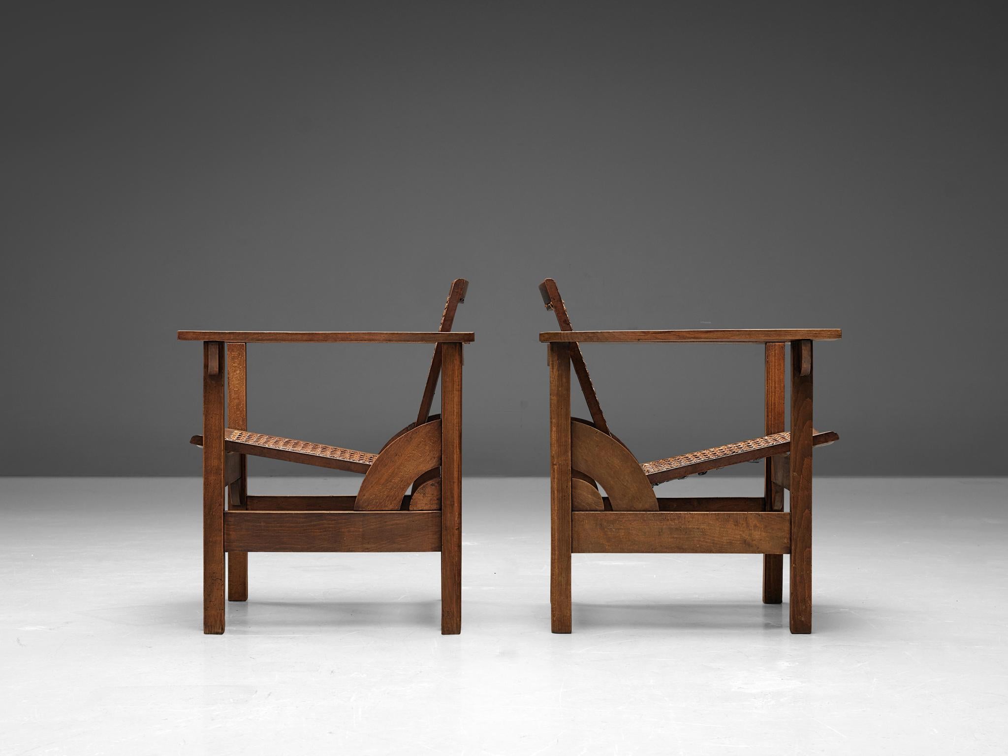 Mid-Century Modern Pierre Dariel 'Hendaye' Armchairs in Wood and Cane For Sale