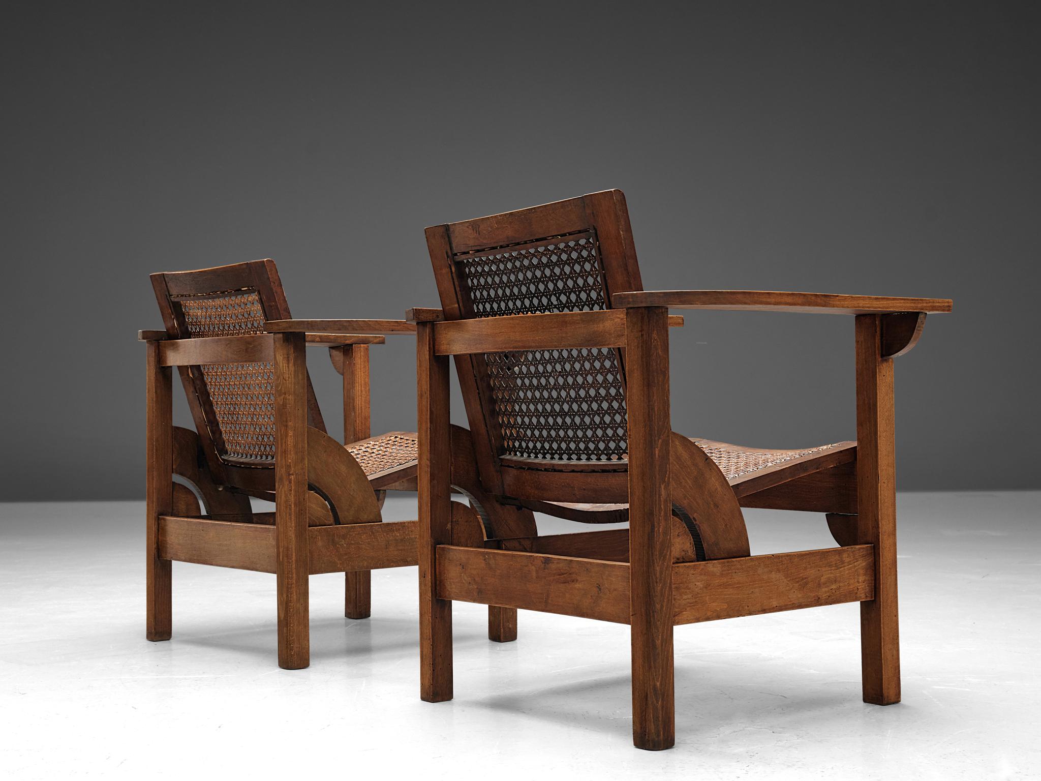 French Pierre Dariel 'Hendaye' Armchairs in Wood and Cane For Sale
