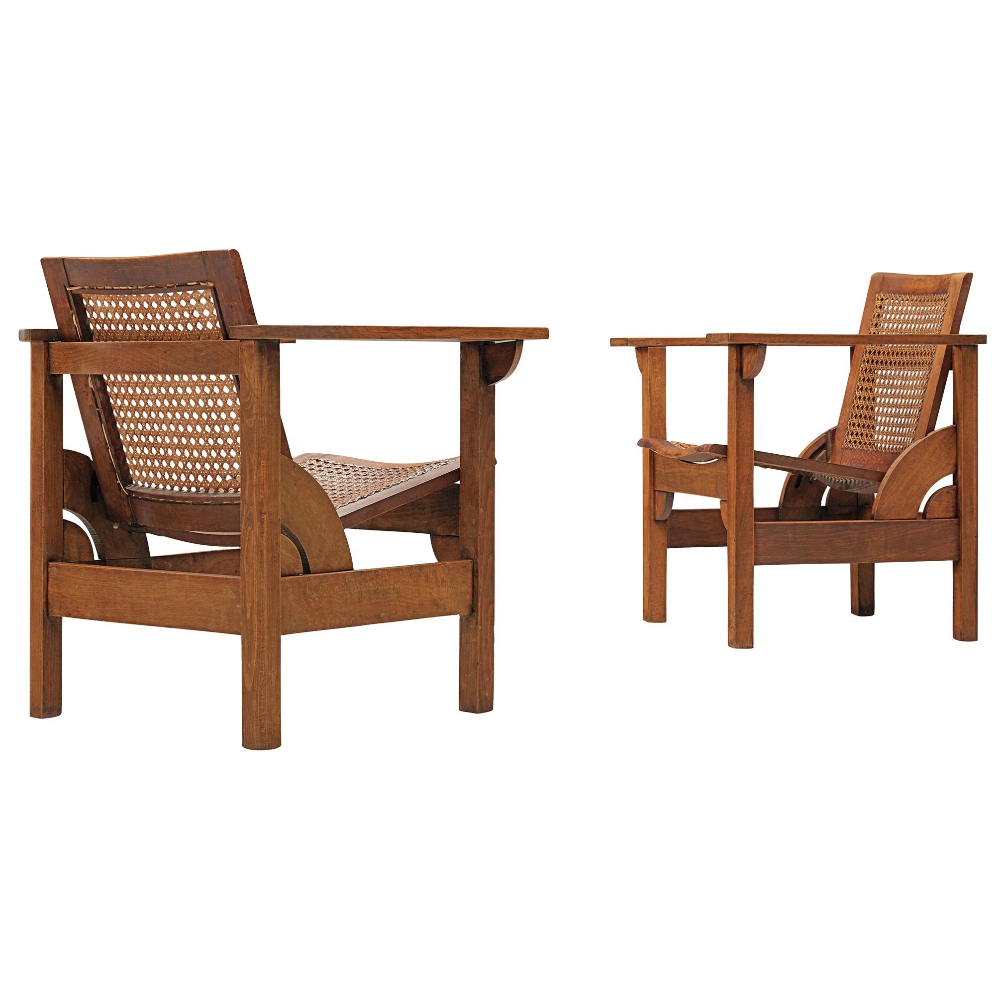 Pierre Dariel 'Hendaye' Armchairs in Wood and Cane