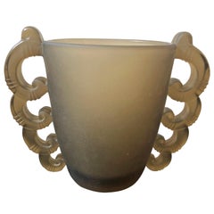 Pierre D'Avesn Art Deco Brown Glass French Vase, circa 1930