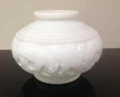 Pierre D'Avesn Art Deco Glass Vase with Lions