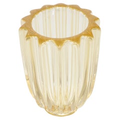 Pierre D'Avesn Art Deco Vase in Yellow Art Glass