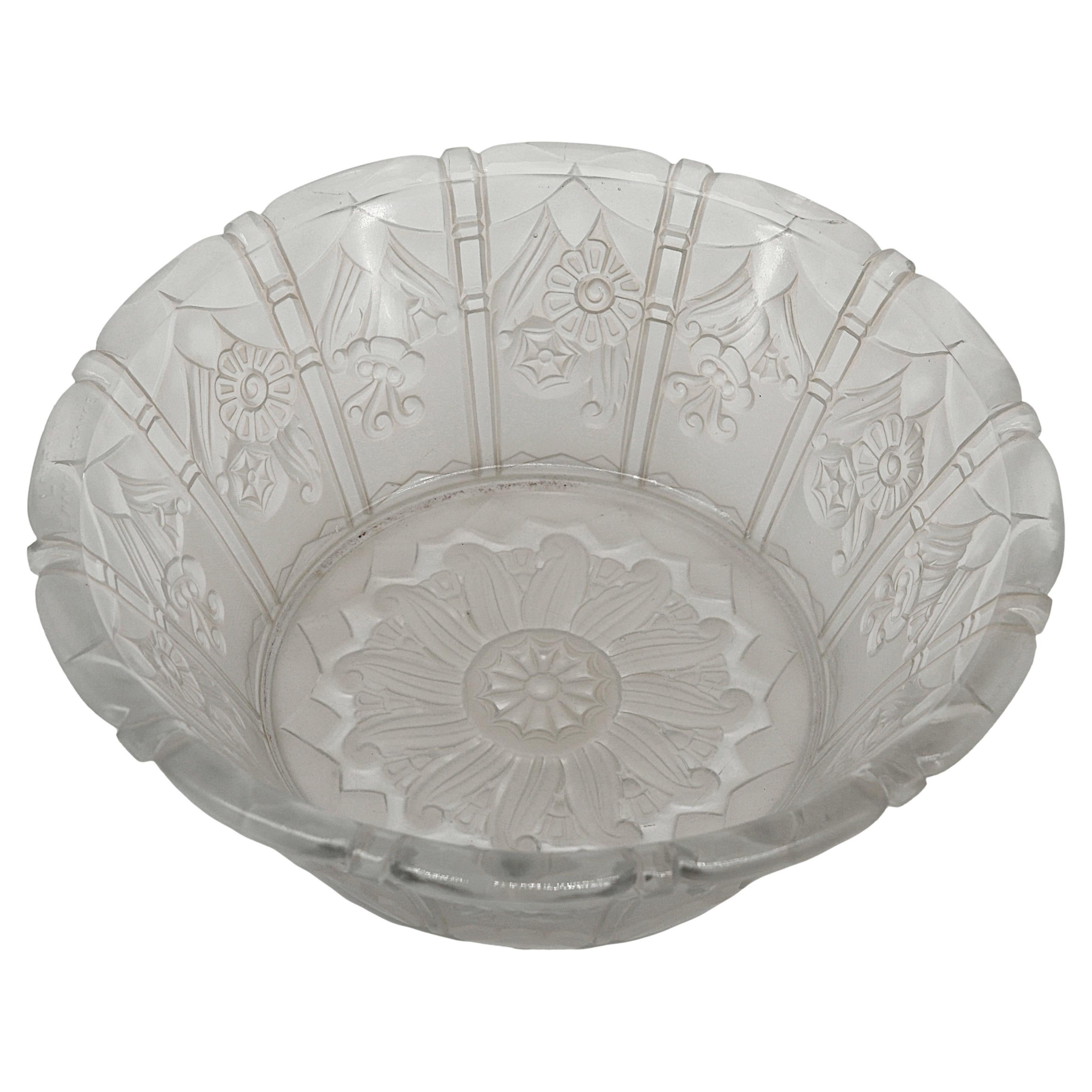 Bol à fruits Art Déco français Daum, pièce centrale, 1920