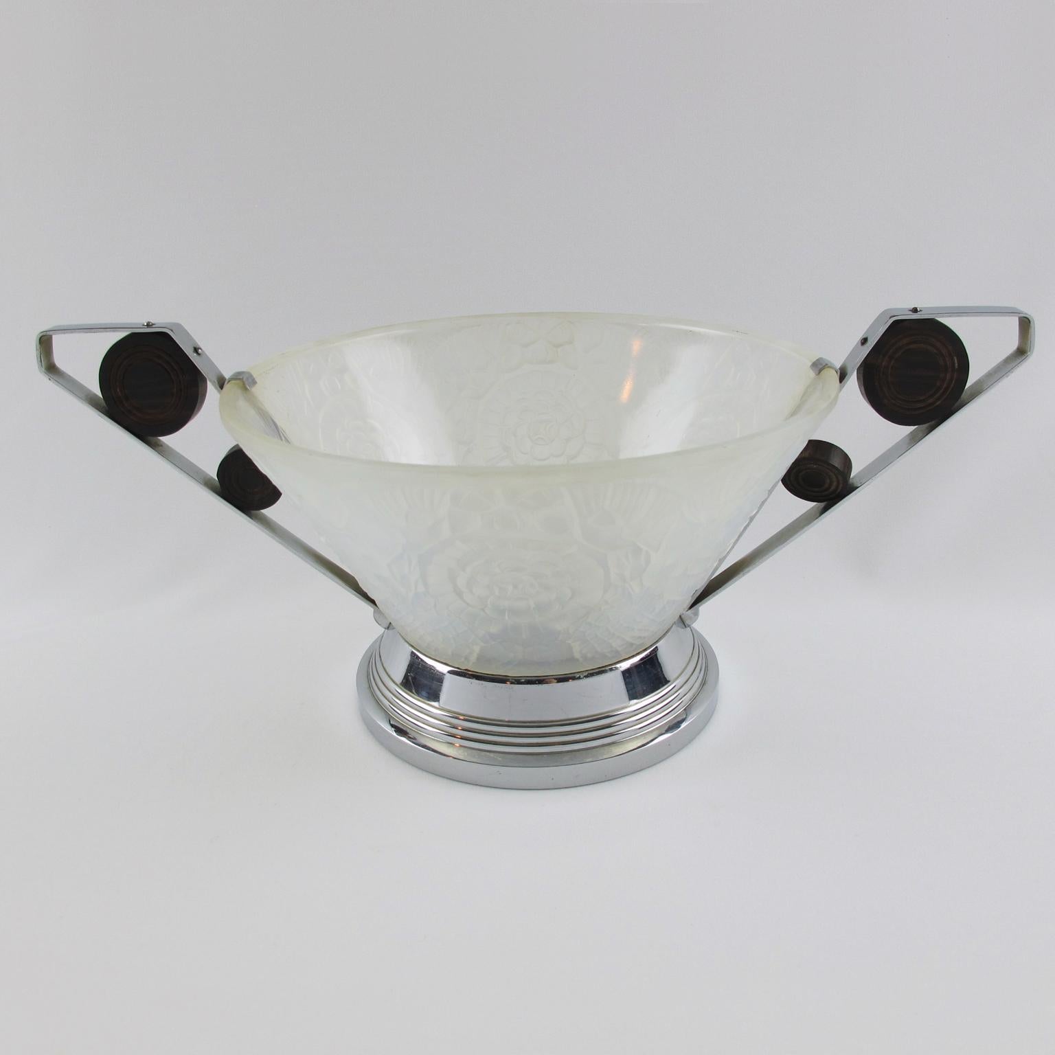French Pierre d'Avesn for Choisy-le-Roi France, Art Deco Glass Bowl Centerpiece For Sale