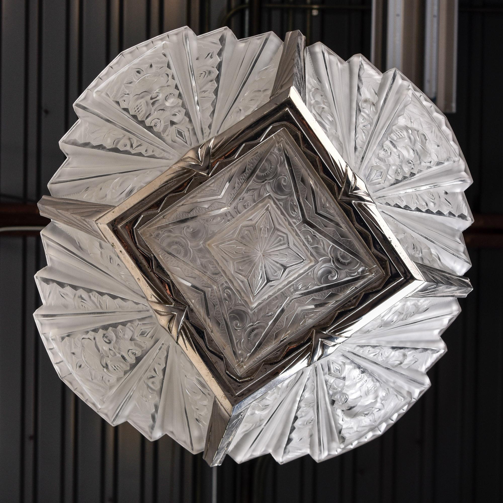 Pierre D'Avesn, lampadario francese a cinque luci in stile Art Deco in vendita 3