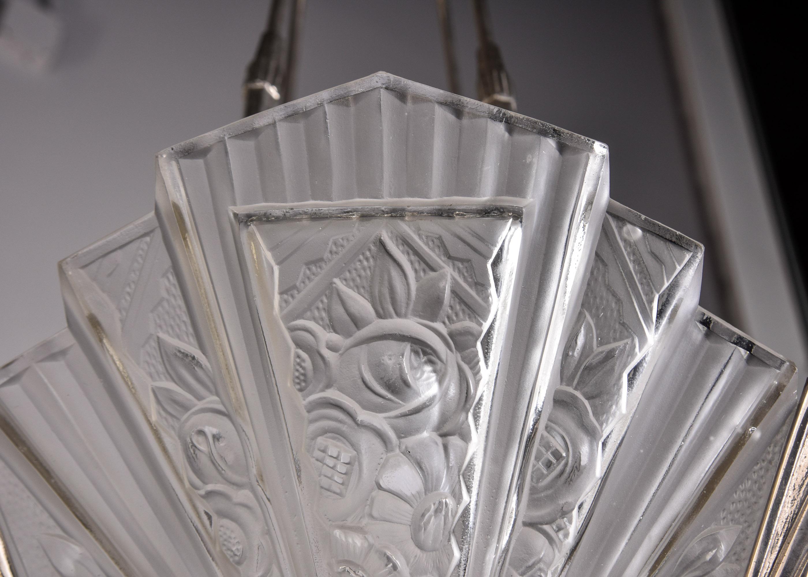 Pierre D'Avesn, lampadario francese a cinque luci in stile Art Deco in vendita 1