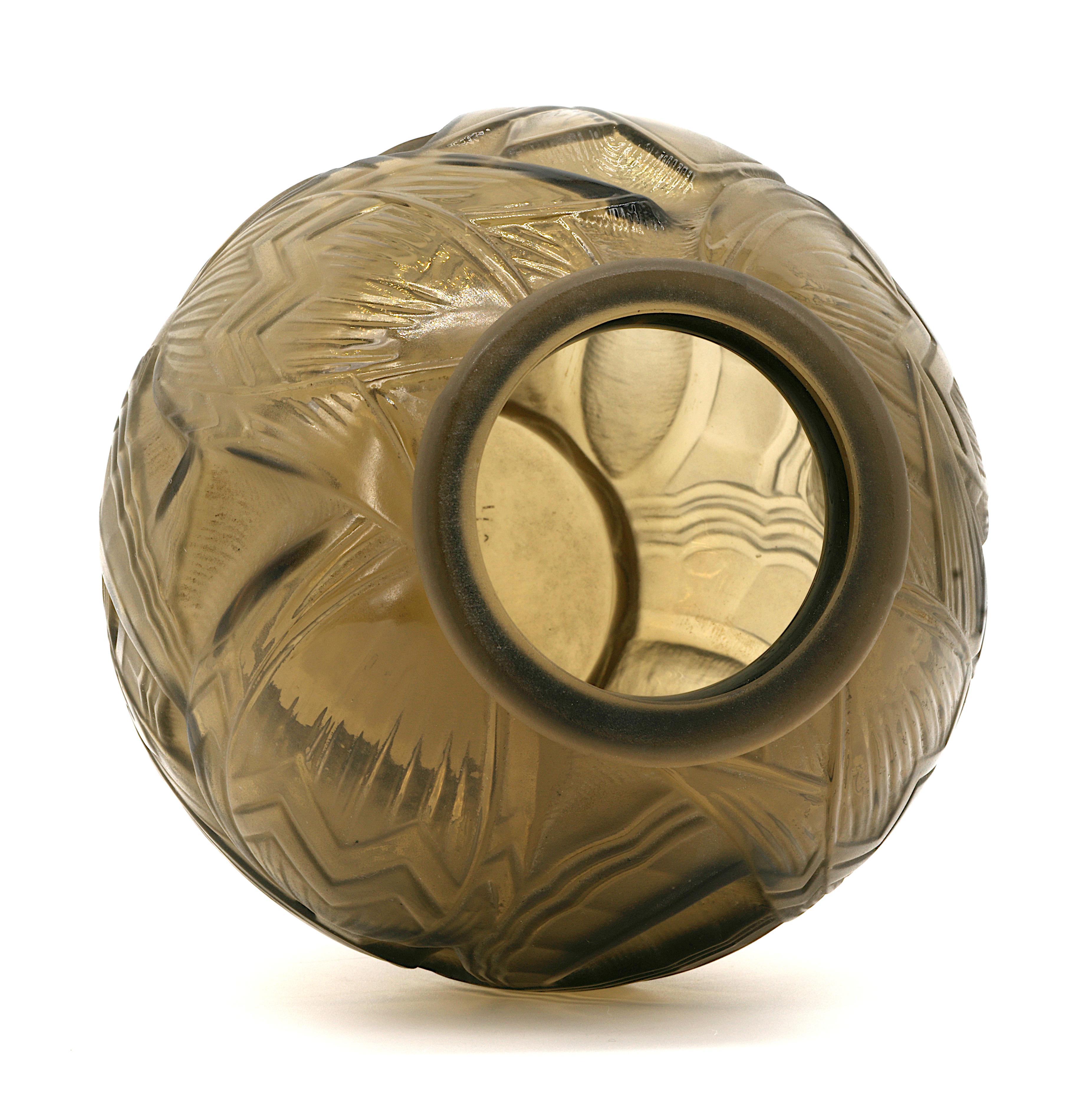 Glass Pierre D'Avesn French Art Deco Flower Vase, 1920 For Sale
