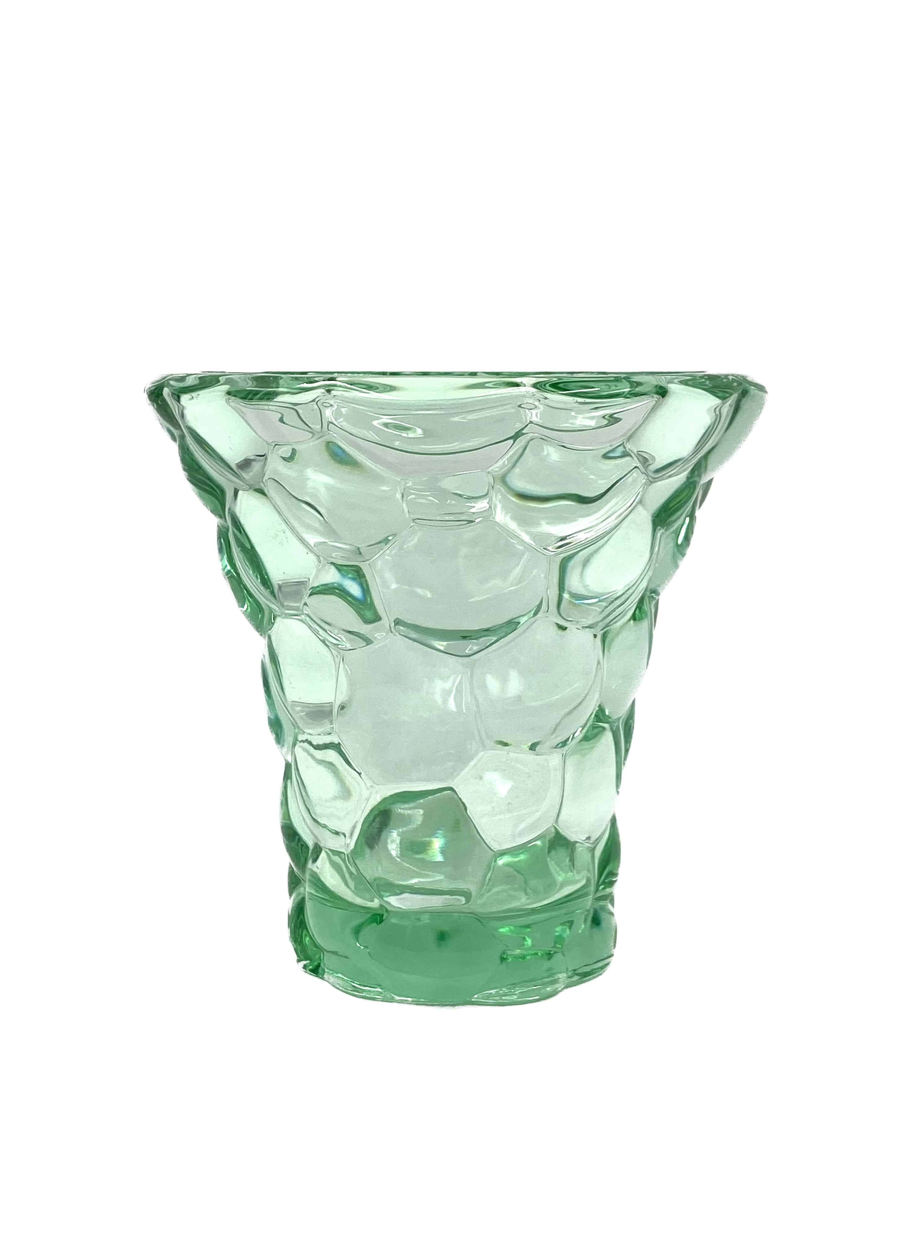 Water green molded glass vase, 