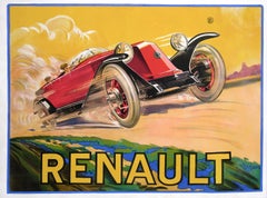 Original Antique Renault Early Auto Car Poster by Pierre de Bas 1925