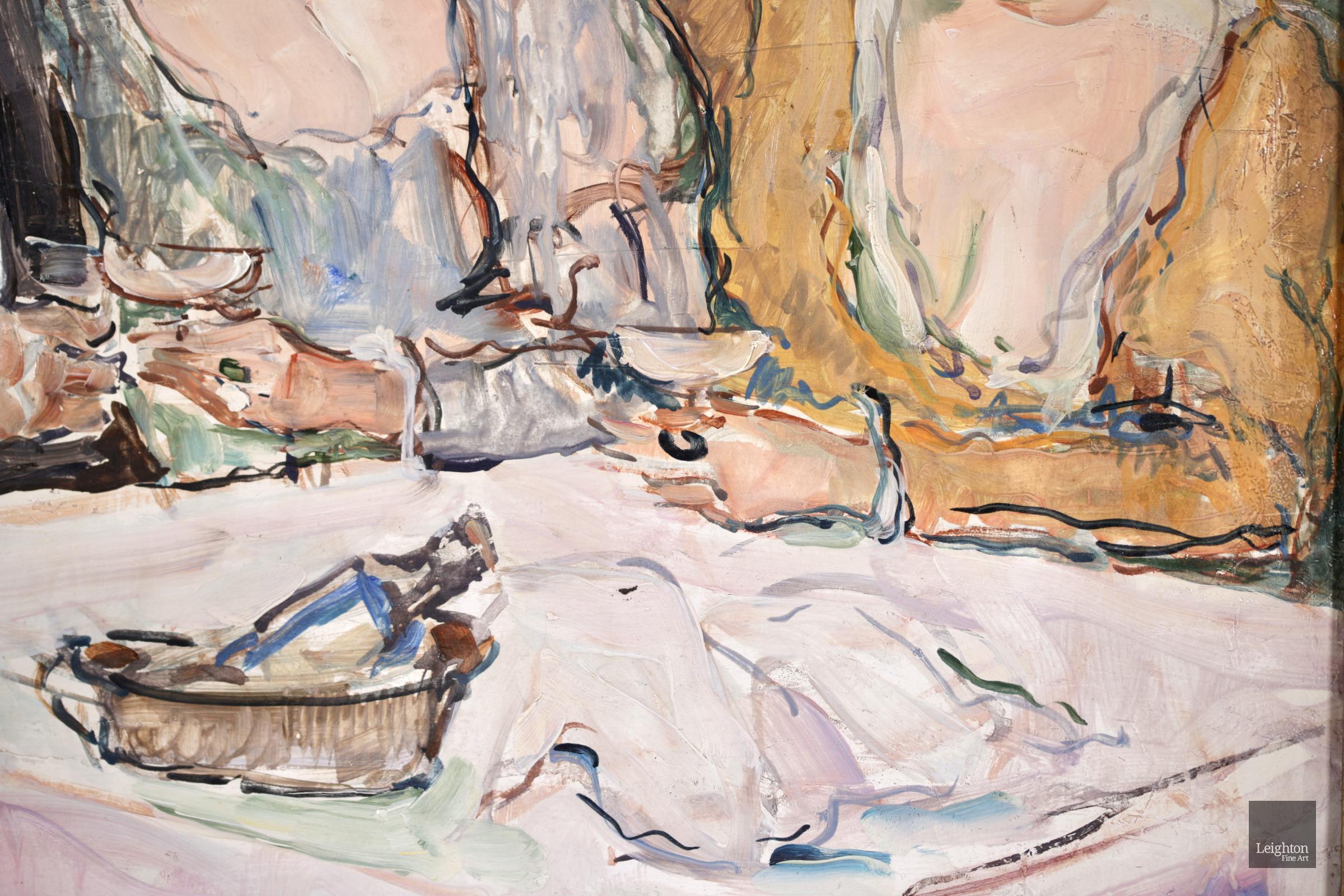 Chez Maxim's - Post Impressionist Oil Figures in Interior by Pierre de Belay For Sale 2