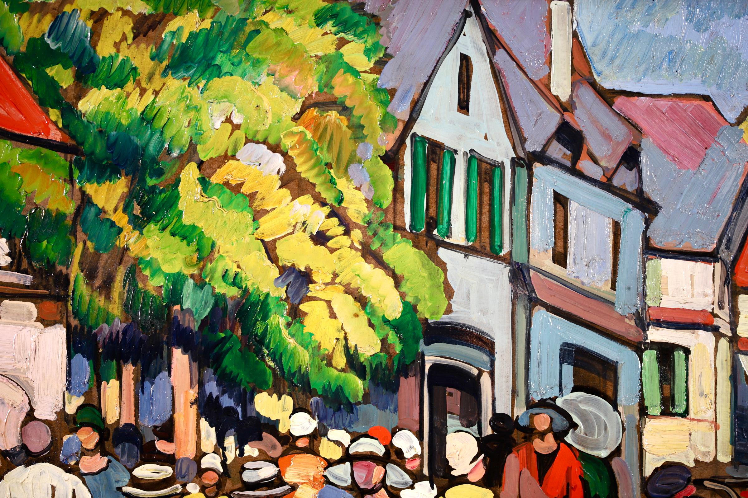 Honfleur en Ete - Post Impressionist Oil, Figures in Landscape - Pierre de Belay 6