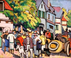 Honfleur en Ete - Post Impressionist Oil, Figures in Landscape - Pierre de Belay