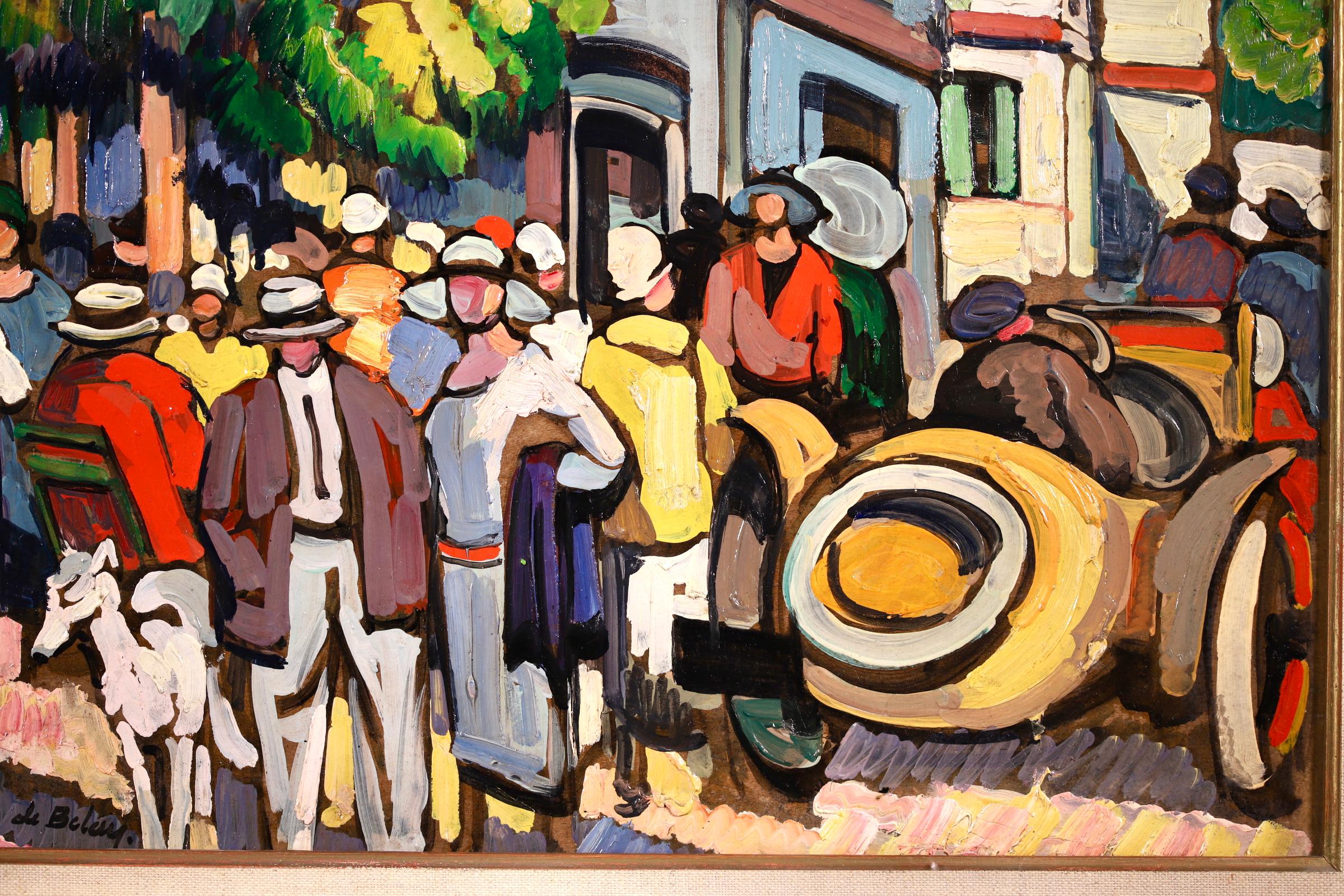 Honfleur en Ete - Post Impressionist Oil, Figures in Landscape - Pierre de Belay 2