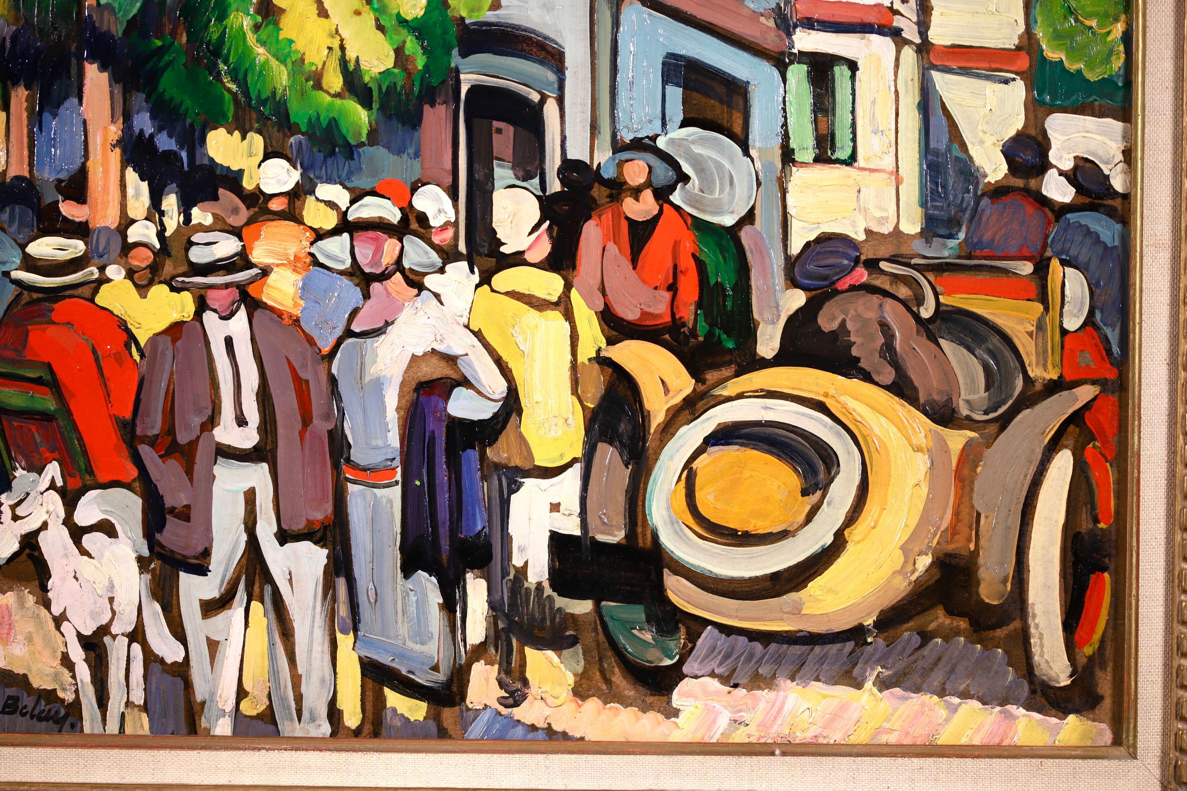 Honfleur en Ete - Post Impressionist Oil, Figures in Landscape - Pierre de Belay 3
