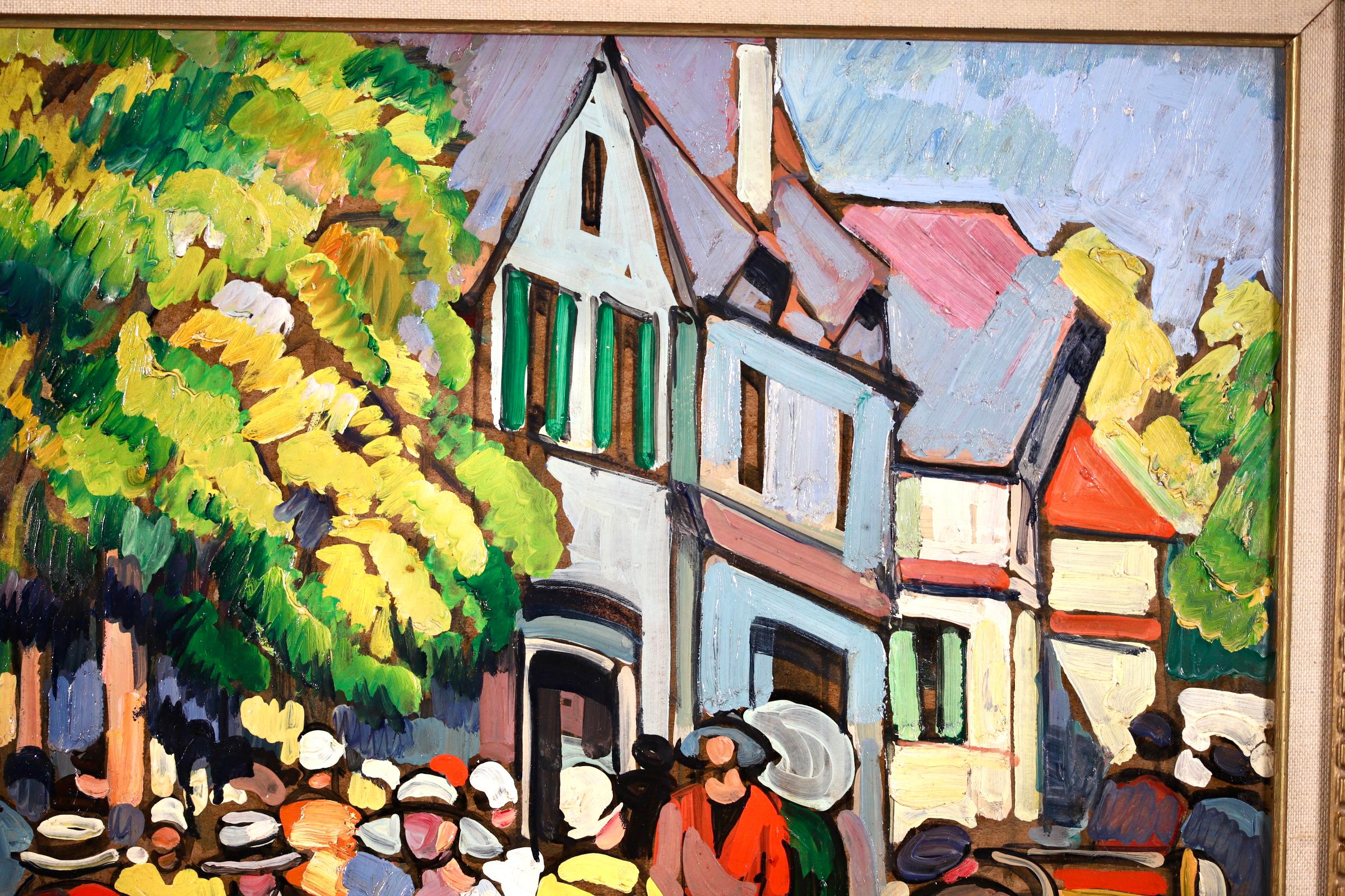 Honfleur en Ete - Post Impressionist Oil, Figures in Landscape - Pierre de Belay 5