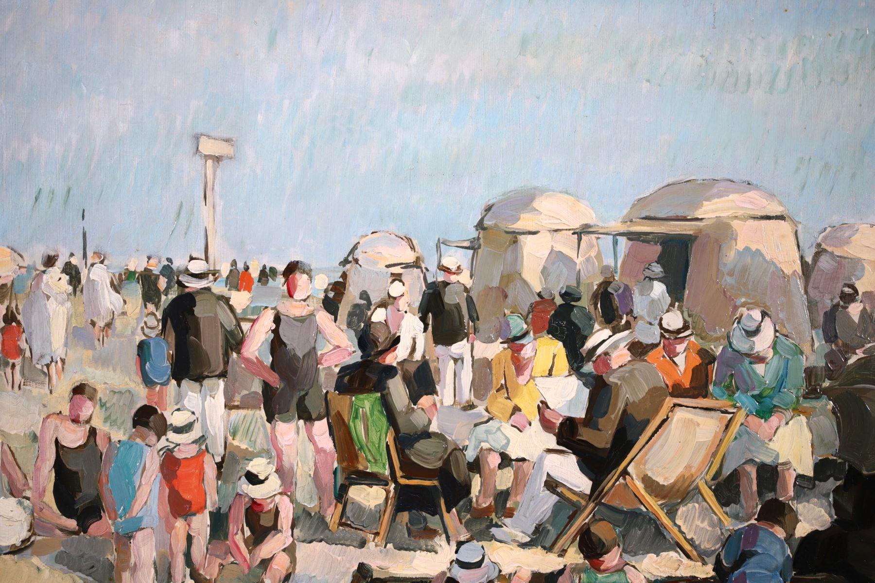 At the Beach - Post Impressionist Oil, Figures in Landscape by Pierre de Belay For Sale 2