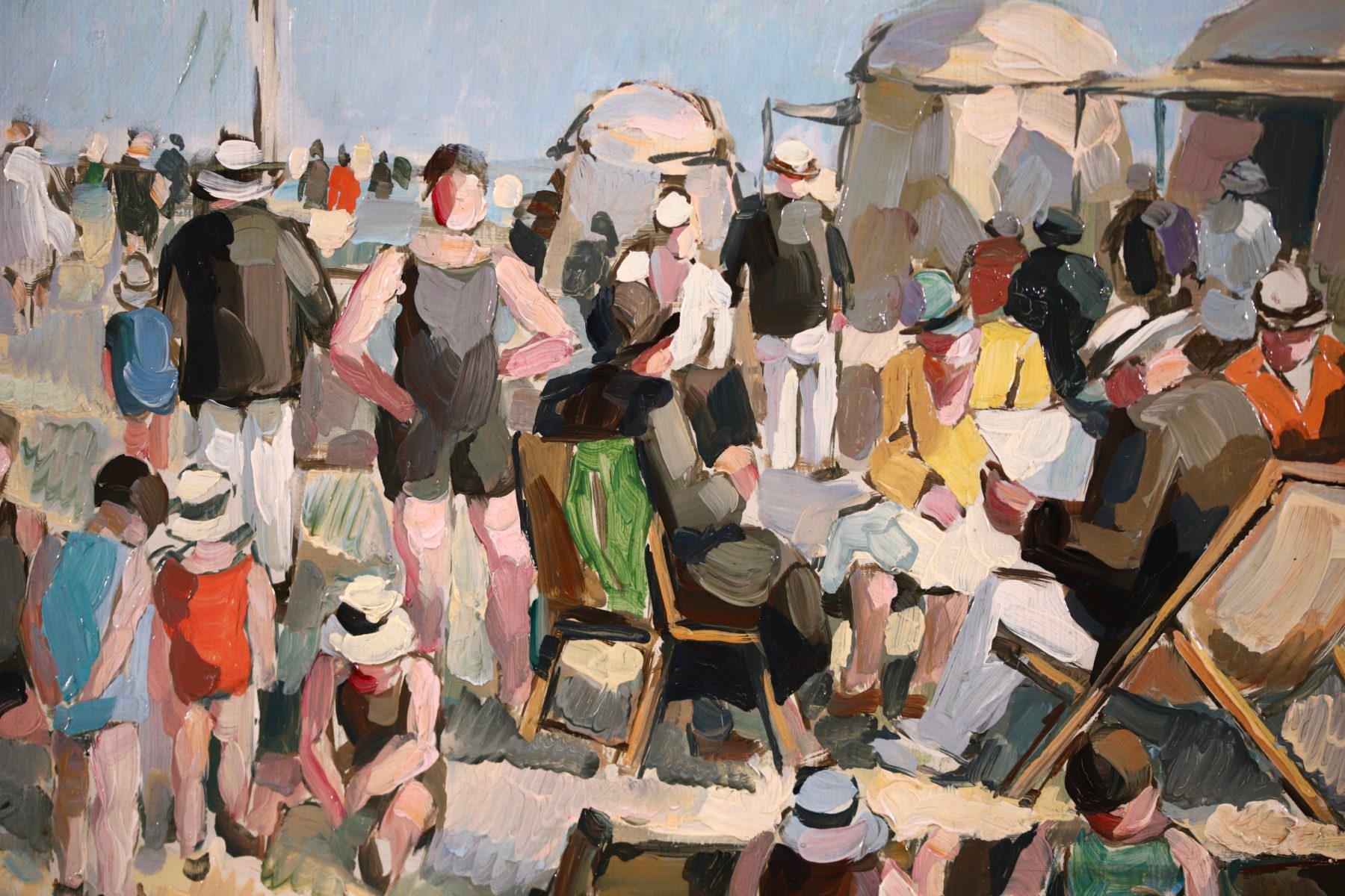 Peinture à l'huile post-impressionniste « At the Beach », Figures in Landscape de Pierre de Belay en vente 7