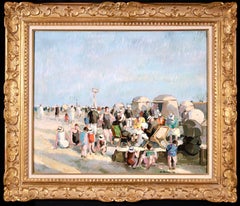 Sur la Plage - Post Impressionist Oil, Figures in Landscape by Pierre de Belay