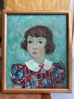 Portrait of a Young Girl in a Checkered Dress