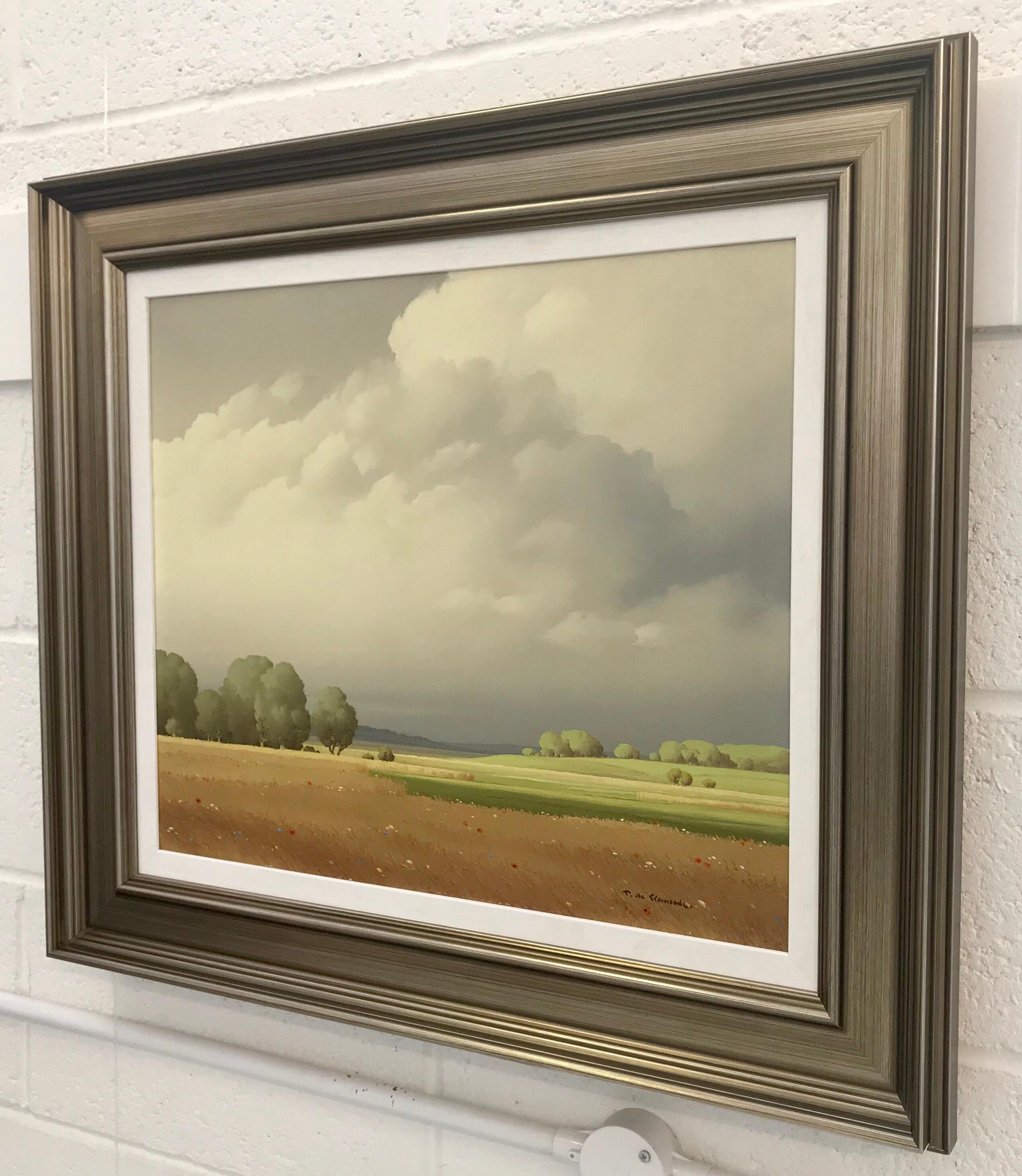Peinture de paysage Ciel de France du 20ème siècle représentant des nuages réalistes par un artiste français - Territoire Painting par Pierre de Clausade