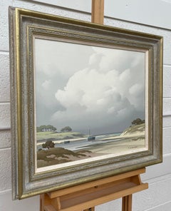 Coastal Seascape Landscape Painting with Boats by 20th Century French Artist