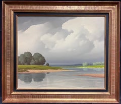 Berühmte französische Künstlerin, Loire-Tal- atmosphärische Landschaft, Original Ölgemälde